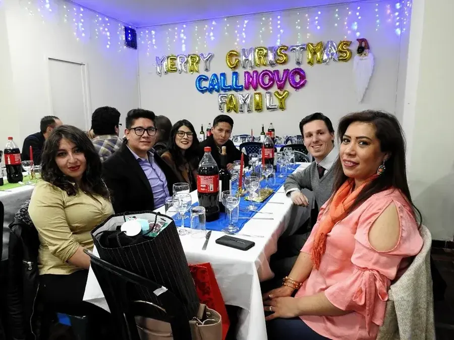Callnovo team members at Christmas celebration dinner