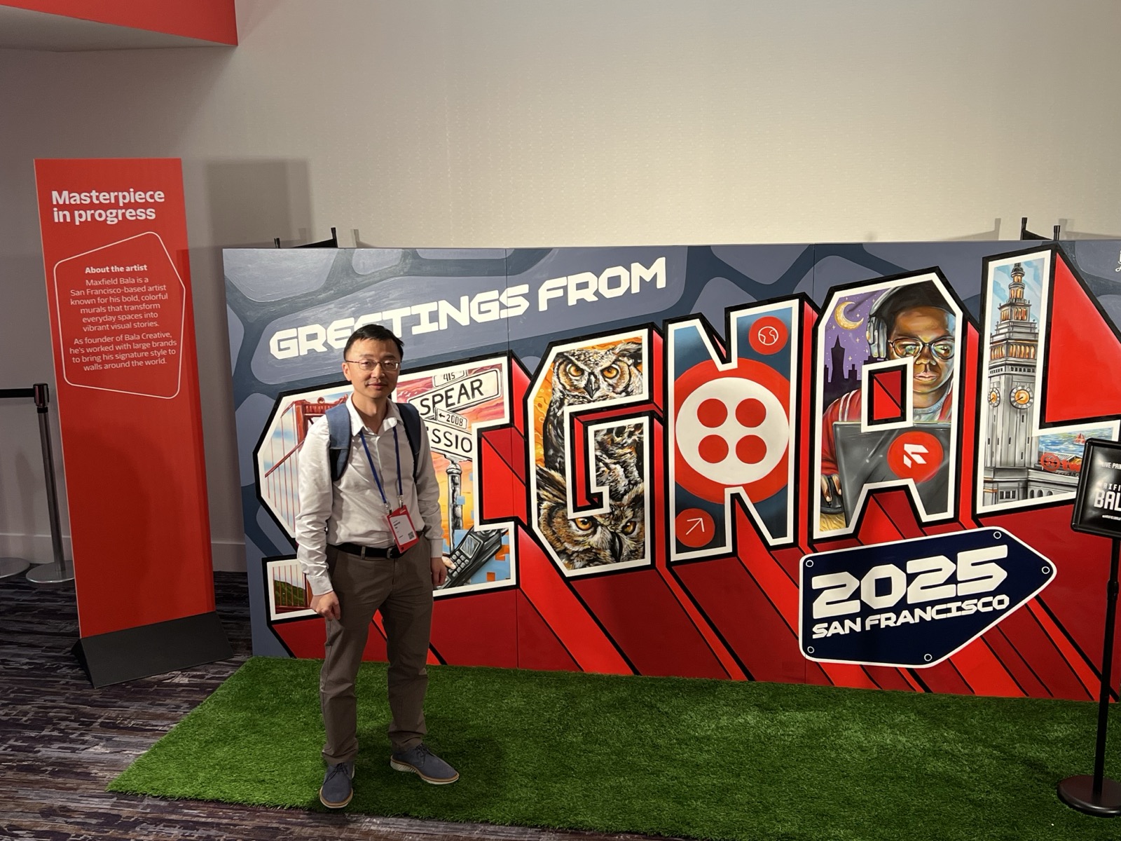 Twilio Signal 2025 — "Greetings from Signal" mural at the Marriott Marquis, San Francisco